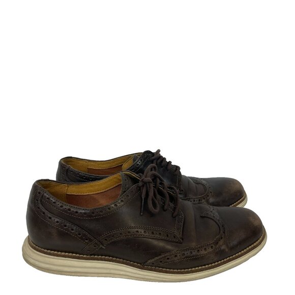 Cole Haan Original Grand Oxford Shoes Men Size 9.5 Brown Leather Wingtip - Picture 3 of 7